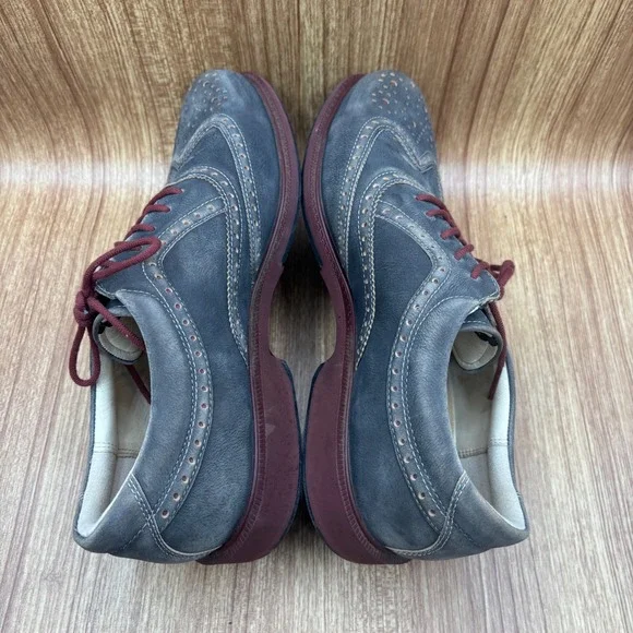 ECCO Tour Hybrid Golf Oxford Mens Gray Port Size 42 Leather Brogue Spiked Sole